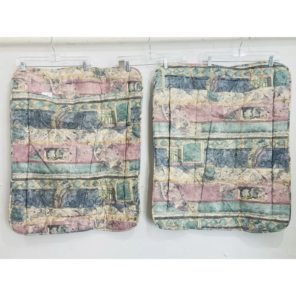 Set Croscill Vintage 1980’s Pastel Watercolor Pillow Shams Pink Green Geometric